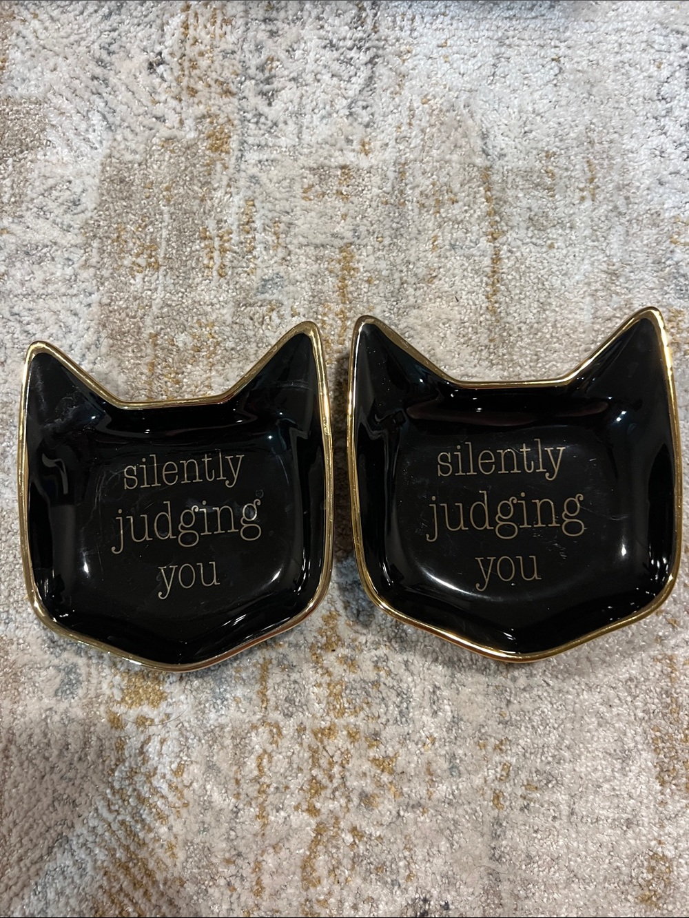 Whisker city Black Cat Trinket Dish - "silently judging you" (Set of 2) z28